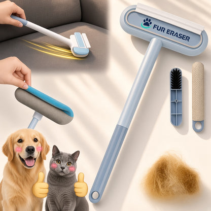 Upgraded Reusable Pet Hair Remover Brush - Universal, Compact and Lightweight Zero Waste Eco-Conscious Single Item with Extra-Long Handle, Flexible Bristles, Washable No Damage Undercoat Pickup for Dog/Cat Fur on Furniture, Car Seats