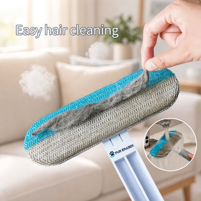 Upgraded Reusable Pet Hair Remover Brush - Universal, Compact and Lightweight Zero Waste Eco-Conscious Single Item with Extra-Long Handle, Flexible Bristles, Washable No Damage Undercoat Pickup for Dog/Cat Fur on Furniture, Car Seats
