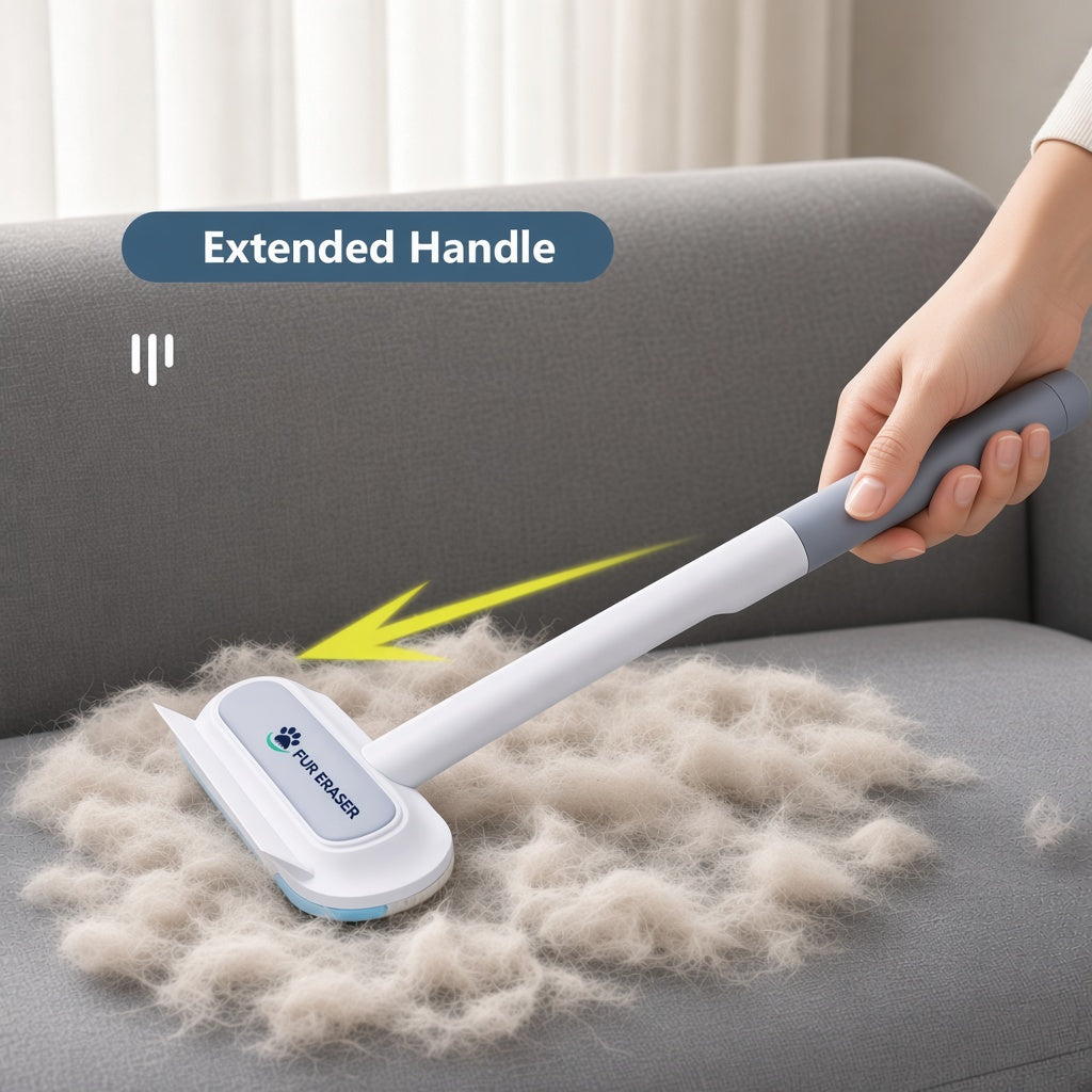 Upgraded Reusable Pet Hair Remover Brush - Universal, Compact and Lightweight Zero Waste Eco-Conscious Single Item with Extra-Long Handle, Flexible Bristles, Washable No Damage Undercoat Pickup for Dog/Cat Fur on Furniture, Car Seats