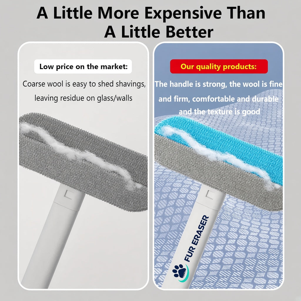Upgraded Reusable Pet Hair Remover Brush - Universal, Compact and Lightweight Zero Waste Eco-Conscious Single Item with Extra-Long Handle, Flexible Bristles, Washable No Damage Undercoat Pickup for Dog/Cat Fur on Furniture, Car Seats
