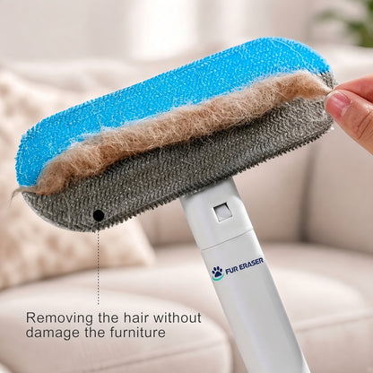 Upgraded Reusable Pet Hair Remover Brush - Universal, Compact and Lightweight Zero Waste Eco-Conscious Single Item with Extra-Long Handle, Flexible Bristles, Washable No Damage Undercoat Pickup for Dog/Cat Fur on Furniture, Car Seats