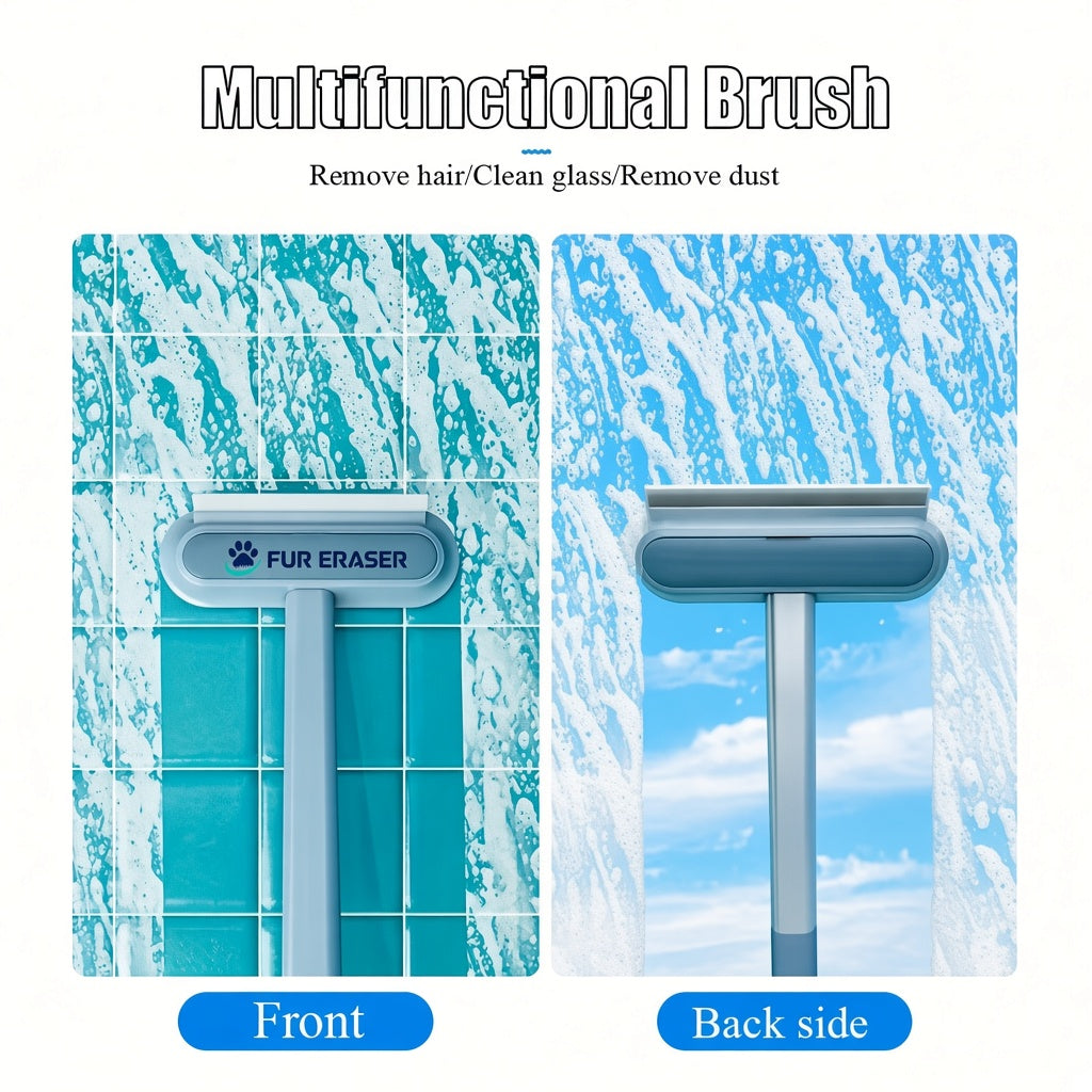 Upgraded Reusable Pet Hair Remover Brush - Universal, Compact and Lightweight Zero Waste Eco-Conscious Single Item with Extra-Long Handle, Flexible Bristles, Washable No Damage Undercoat Pickup for Dog/Cat Fur on Furniture, Car Seats