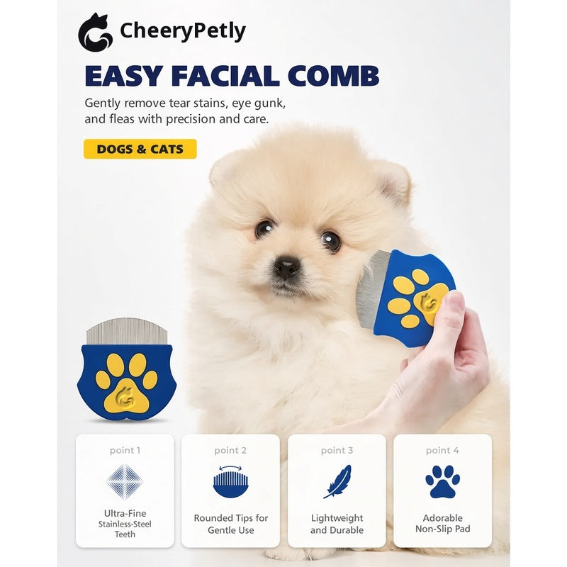 PETHROOM Easy Facial Comb for Cats and Dogs Pets Eye Comb