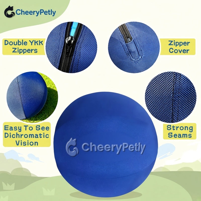 Interactive Herding Ball for Dogs - Inflate & Go Exercise Aid, No Full Inflation Needed, Push & Chase Ball Toy, Supervised Interactive Outdoor Play, Boosts Physical & Mental Stimulation,Familyfun