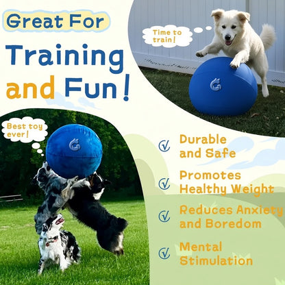 Interactive Herding Ball for Dogs - Inflate & Go Exercise Aid, No Full Inflation Needed, Push & Chase Ball Toy, Supervised Interactive Outdoor Play, Boosts Physical & Mental Stimulation,Familyfun