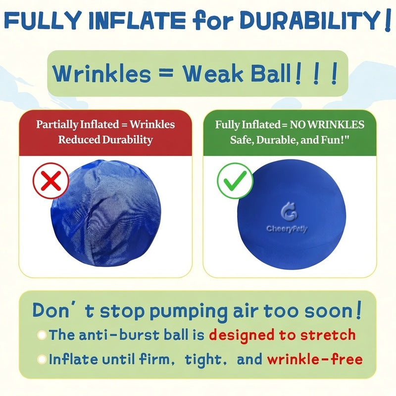 Interactive Herding Ball for Dogs - Inflate & Go Exercise Aid, No Full Inflation Needed, Push & Chase Ball Toy, Supervised Interactive Outdoor Play, Boosts Physical & Mental Stimulation,Familyfun