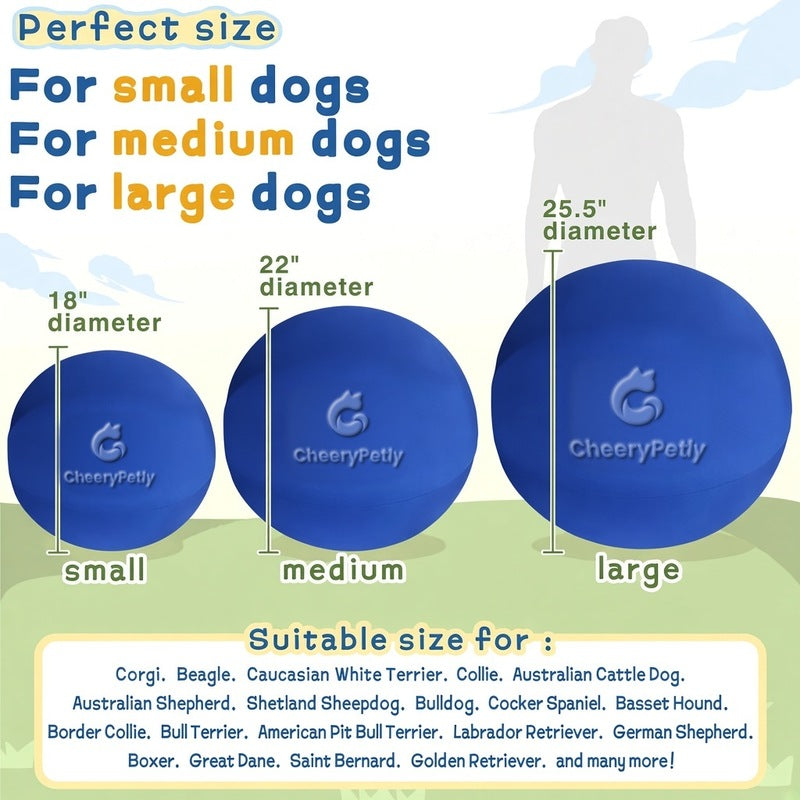 Interactive Herding Ball for Dogs - Inflate & Go Exercise Aid, No Full Inflation Needed, Push & Chase Ball Toy, Supervised Interactive Outdoor Play, Boosts Physical & Mental Stimulation,Familyfun