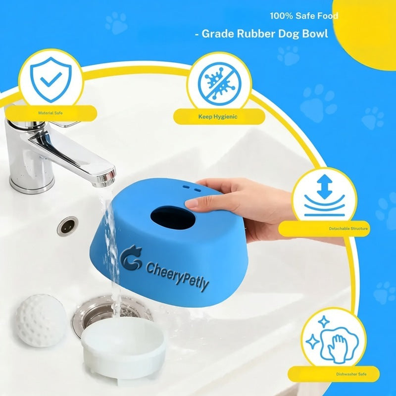 Yipetor Slow Feeder Dog Bowl - Built-In Rolling Ball, Splash-Free, No Spill for Liquid Treats, Bone Broth, Yogurt - Travel-Ready Parts for All Breeds Feeding (Dietary Supplement/Post-Op Nutrition)