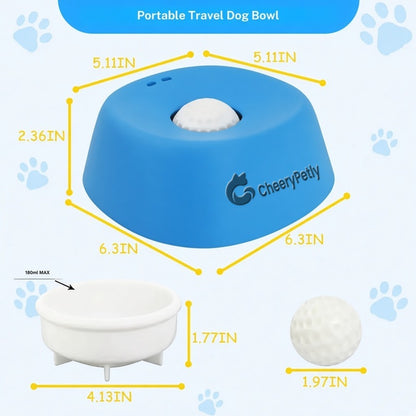 Yipetor Slow Feeder Dog Bowl - Built-In Rolling Ball, Splash-Free, No Spill for Liquid Treats, Bone Broth, Yogurt - Travel-Ready Parts for All Breeds Feeding (Dietary Supplement/Post-Op Nutrition)