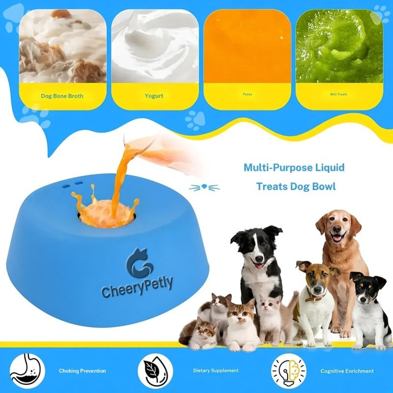 Yipetor Slow Feeder Dog Bowl - Built-In Rolling Ball, Splash-Free, No Spill for Liquid Treats, Bone Broth, Yogurt - Travel-Ready Parts for All Breeds Feeding (Dietary Supplement/Post-Op Nutrition)